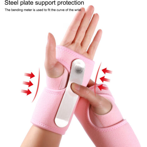 Attelle de Poignet Réglable pour Syndrome du Canal Carpien, Support Respirant de Nuit avec Plaque en Acier pour Immobilisation et Soulagement