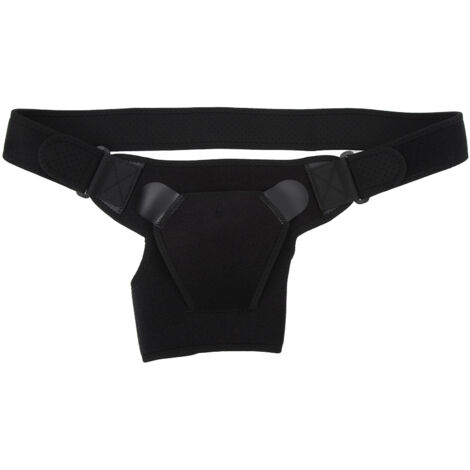 Attelle d'épaule noire ajustable pour soulager la douleur de l'articulation acromio-claviculaire, manchon de compression et support enveloppant.