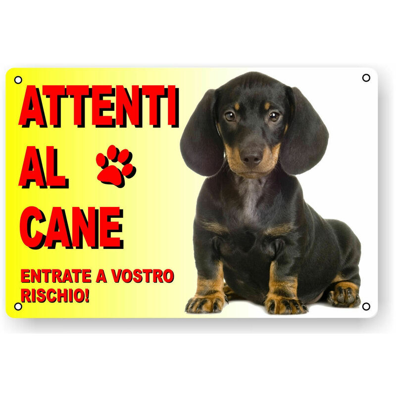 Image of AZ - Attenti al cane cartello targa bassotto