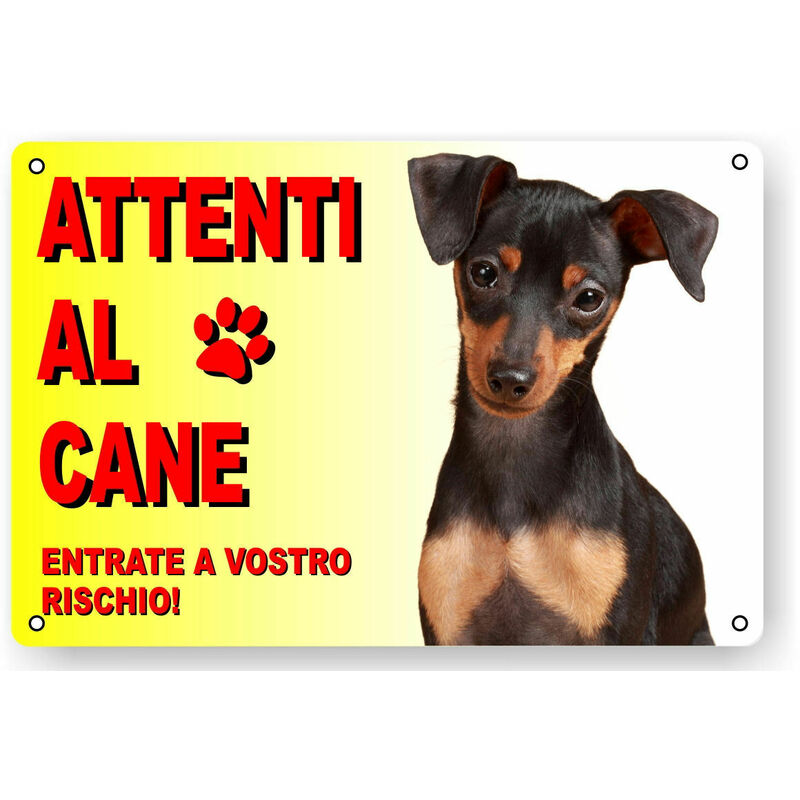 Image of Attenti al cane cartello targa pinscher