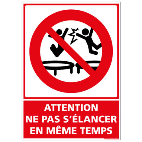 ATTENTION NE PAS S'ELANCER EN M ME TEMPS (D1163) - Adhésif - 75 x 105 mm