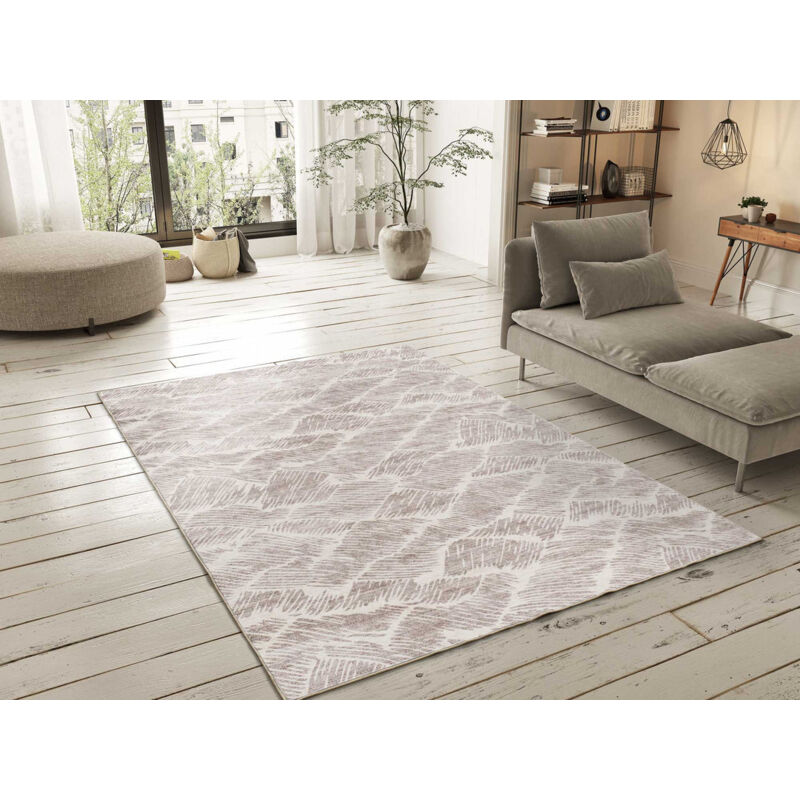Atticgo - Tapis abstrait imprimé class 51 Beige 80x150 cm