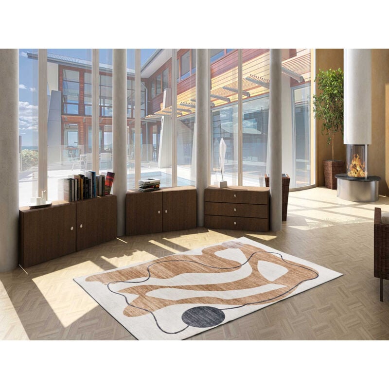 Atticgo - Tapis abstrait imprimé class 53 Orange 80x150 cm