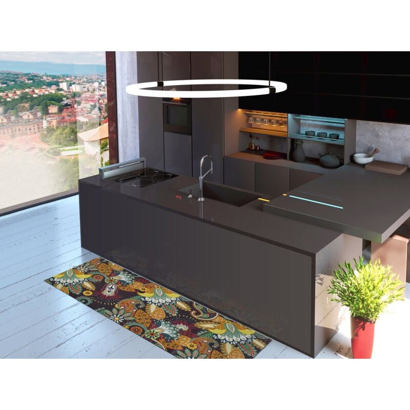Atticgo - Tapis de cuisine bohème ricci Multicolore 52x200 cm