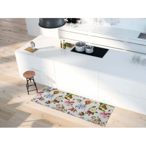 ATTICGO Tapis dessins avec des fleurs lavable SALLY Multicolore 48x200 cm