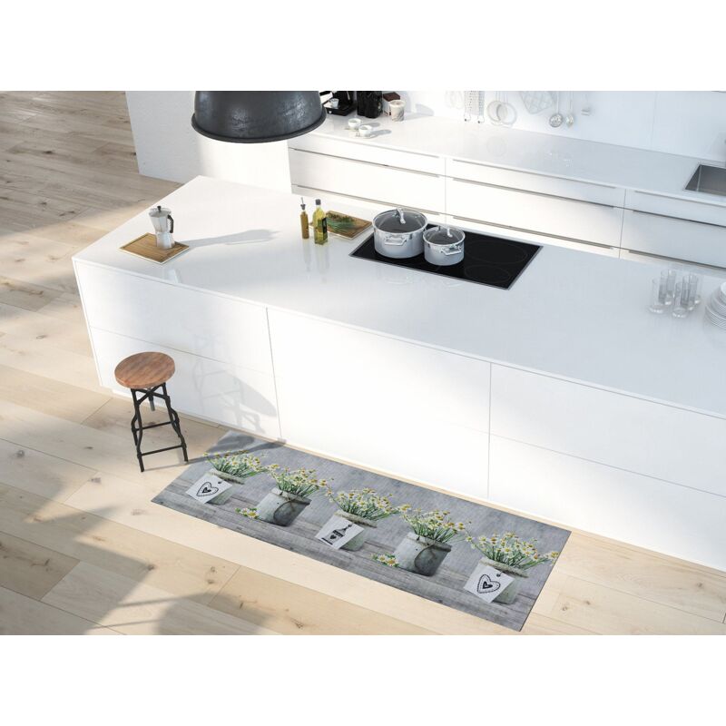 Atticgo - Tapis dessins pots de fleurs sprinty Multicolore 52x200 cm