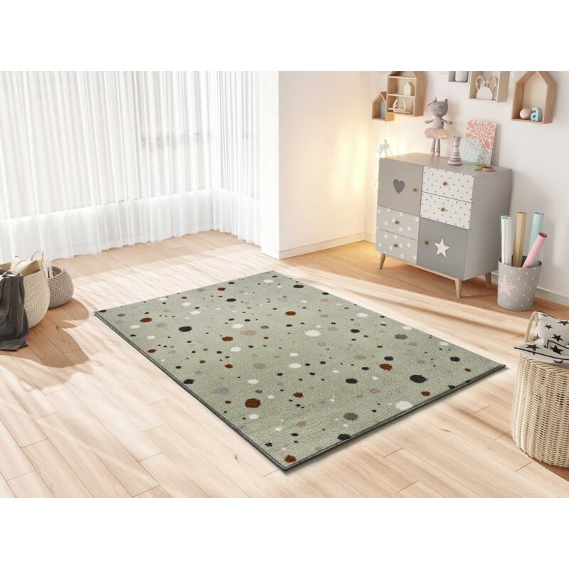 Tapis enfant à pois beats 67 Vert 120x170 cm - Atticgo