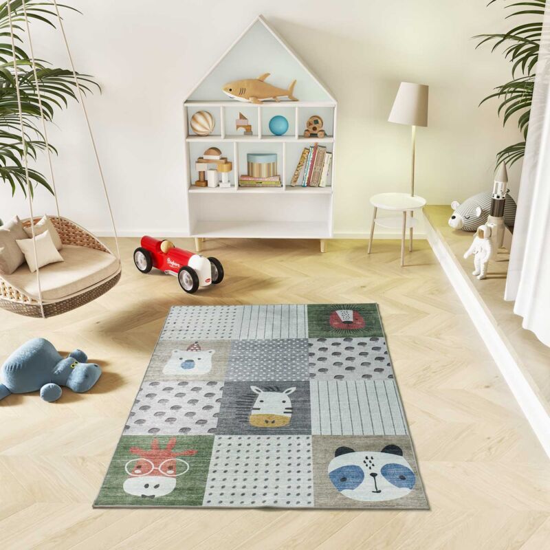 Atticgo - Tapis enfant animaux candy 61 Multicolore 120x170 cm