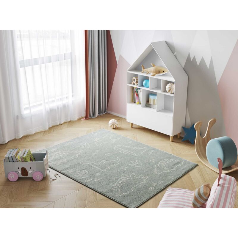 Atticgo - Tapis enfant dinasaures beats 52 Vert 120x170 cm