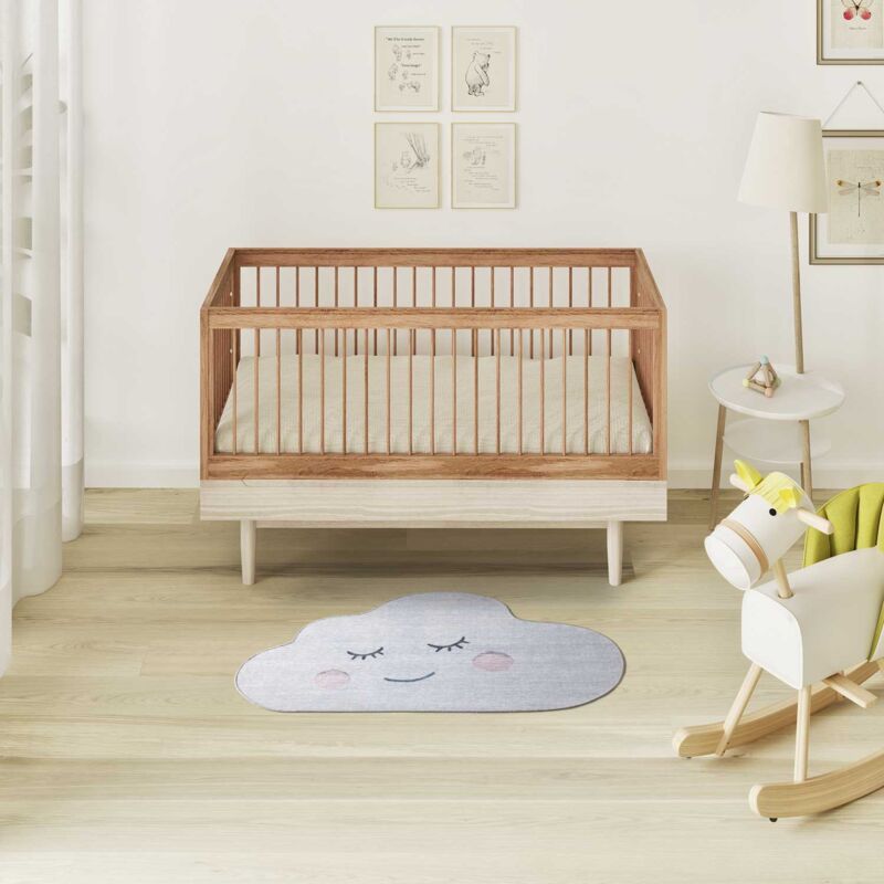 Atticgo - Tapis enfant nuage candy 64 Argent 80x120 cm