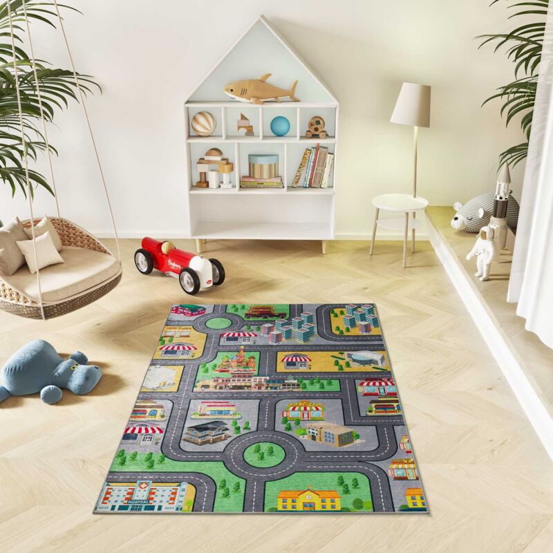 ATTICGO Tapis enfant voitures et routes CANDY 05 Multicolore 120x170 cm