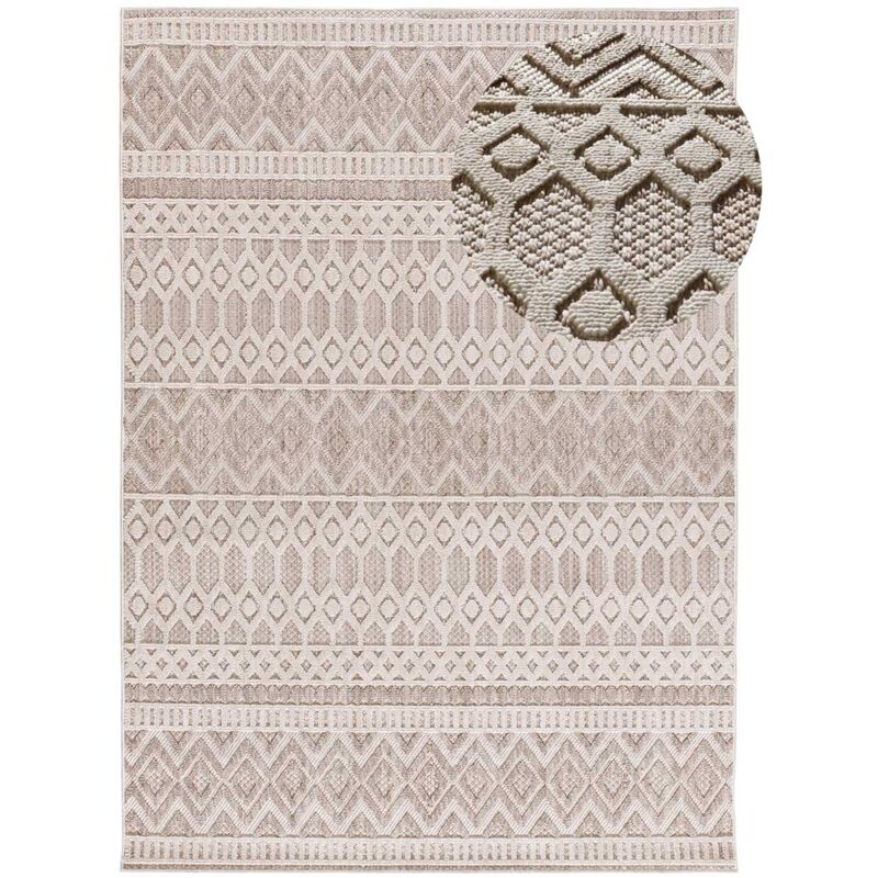 Atticgo - Tapis ethnique avec relief element 37 Beige 77x150 cm
