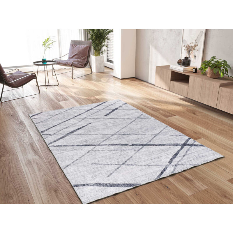 Atticgo - Tapis ethnique imprimé class 36 Gris 80x150 cm