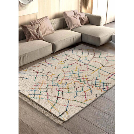 ATTICGO Tapis ethnique YEBEL 07 Blanc 160x230 cm