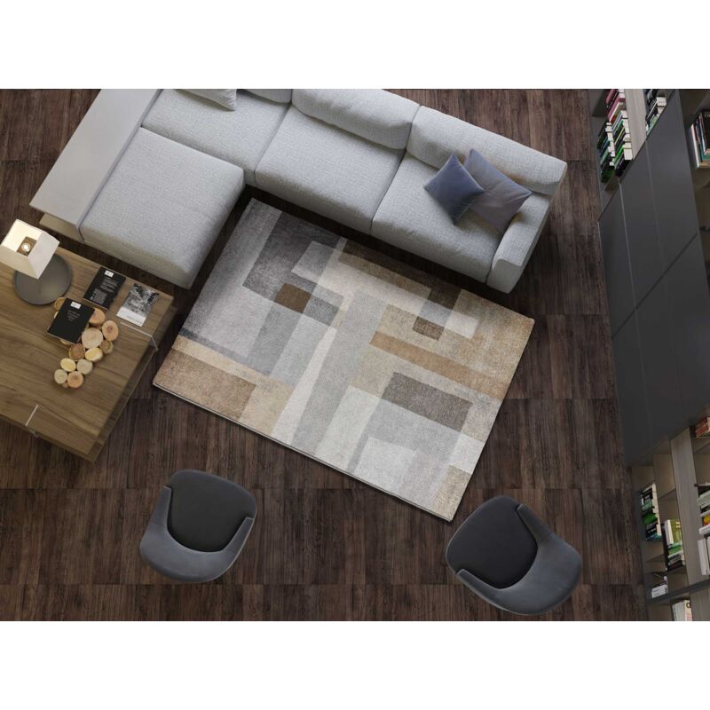 ATTICGO Tapis géométrique à poils courts AYDIN 22 Beige 160x230 cm