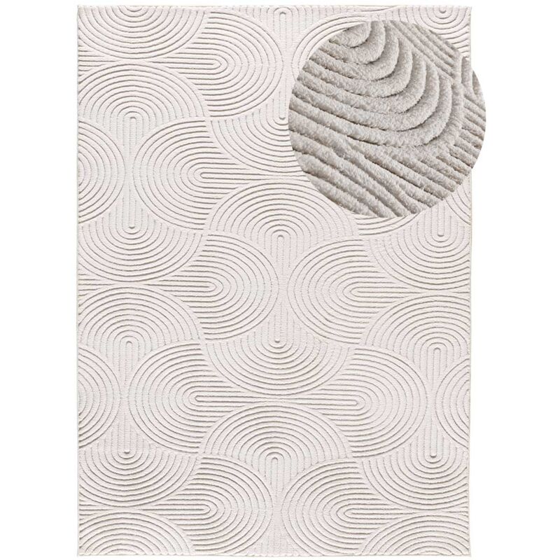 Tapis géometrique avec relief lavable estilo 40 Crème 200x290 cm - Atticgo