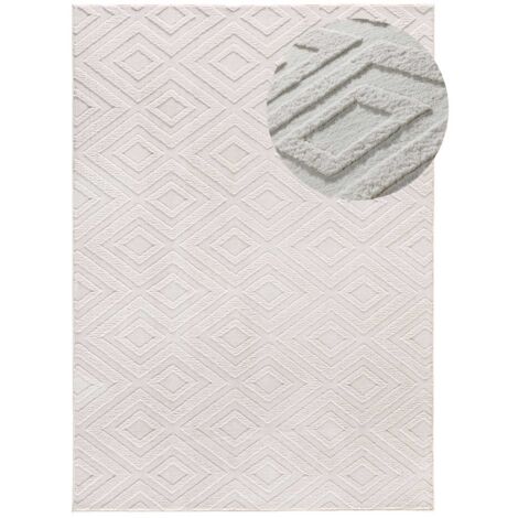 ATTICGO Tapis géometrique avec relief lavable ESTILO 61 Crème 80x150 cm