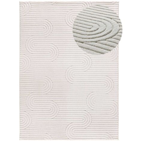 ATTICGO Tapis géometrique avec relief lavable ESTILO 62 Crème 80x150 cm