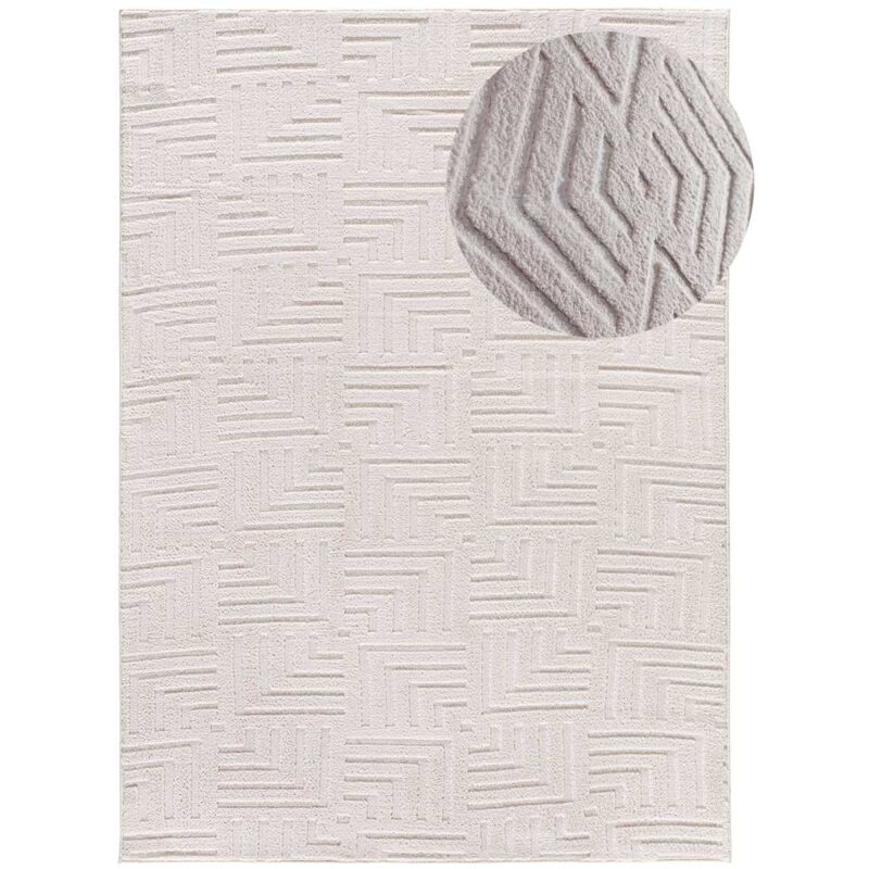 Atticgo - Tapis géometrique avec relief lavable estilo 70 Crème 80x150 cm