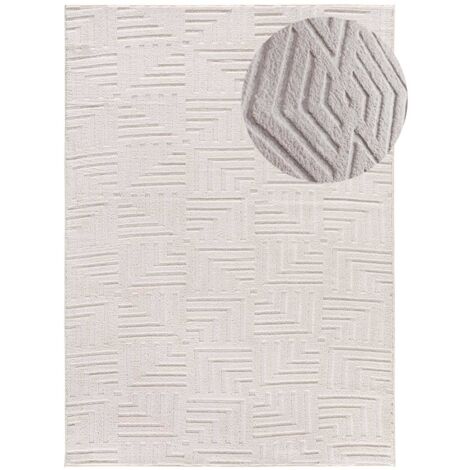 ATTICGO Tapis géometrique avec relief lavable ESTILO 70 Crème 80x150 cm