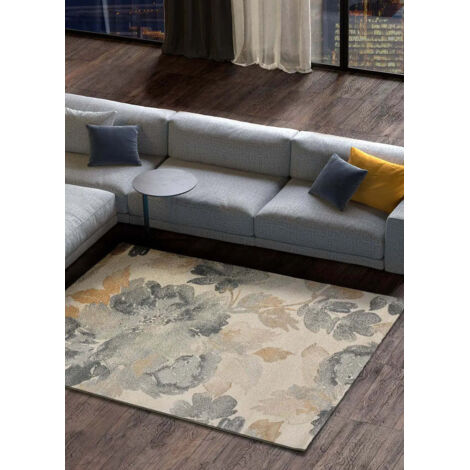 ATTICGO Tapis motifs floraux FLORES SUNSET 37 Gris / Beige 160x230 cm