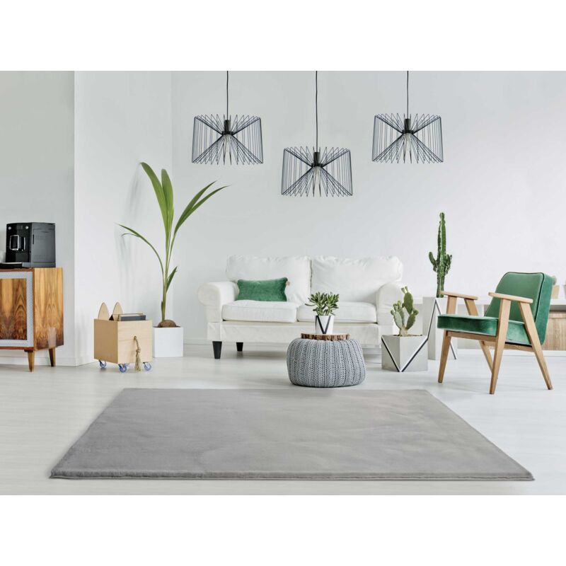 Atticgo - Tapis shaggy uni lavable en machine fox Argent 80x150 cm