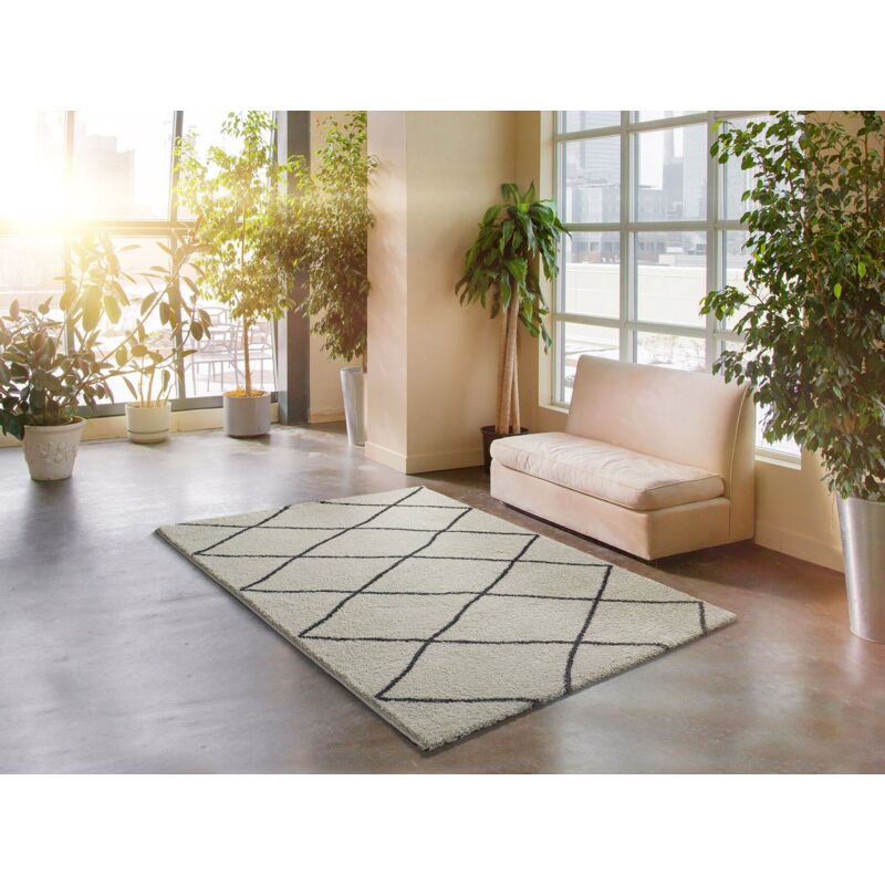 Atticgo - Tapis shaggy ethnique atlas 33 Blanc 60x120 cm