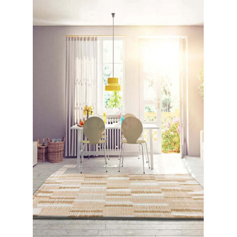 ATTICGO Tapis shaggy géométrique SERENE TERRA 80 Beige 160x230 cm
