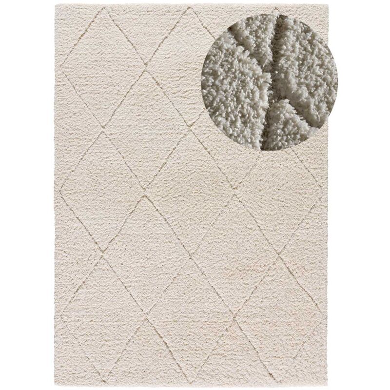 Atticgo - Tapis shaggy style scandinave atesa 60 Blanc 120x170 cm