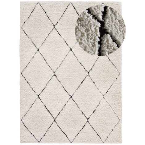 ATTICGO Tapis shaggy style scandinave ATESA 60 Crème 60x120 cm