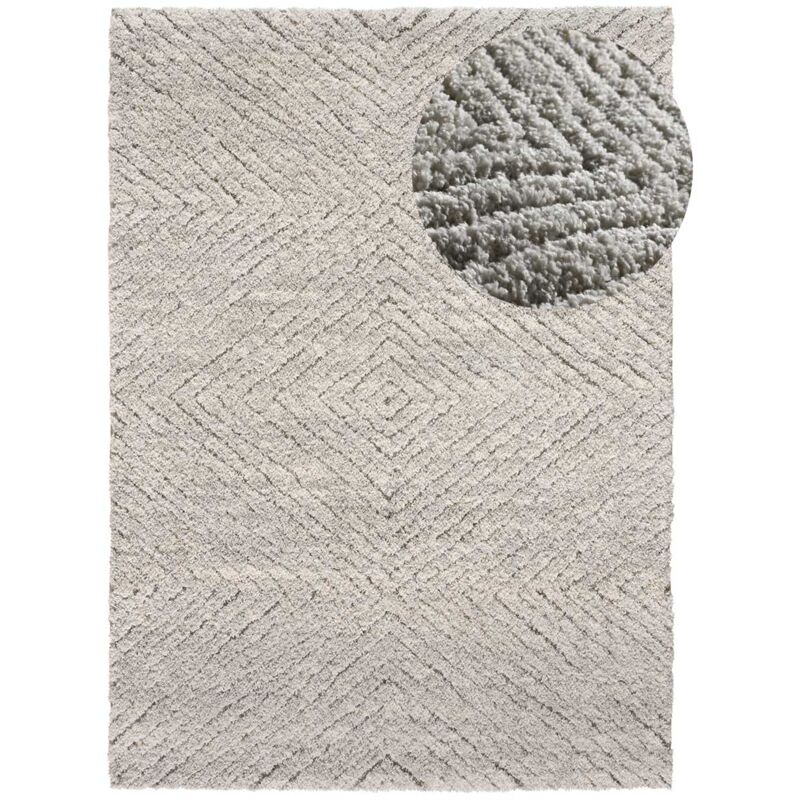 Atticgo - Tapis shaggy style scandinave atesa 65 Argent 60x120 cm