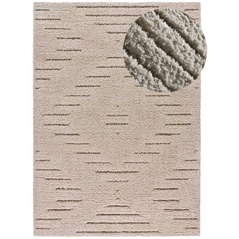 Atticgo - Tapis shaggy style scandinave atesa 66 Crème 60x120 cm