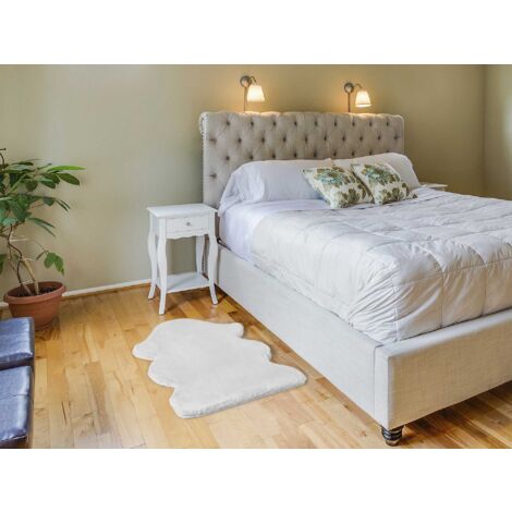 ATTICGO Tapis shaggy uni lavable en machine FOX Blanc 60x90 cm