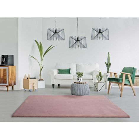 ATTICGO Tapis shaggy uni lavable en machine FOX Rose 80x150 cm