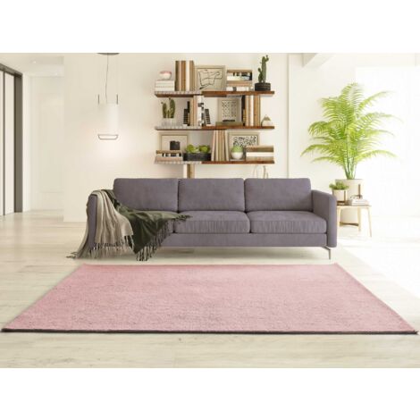 ATTICGO Tapis uni lavable en machine CORALINE Rose 80x150 cm