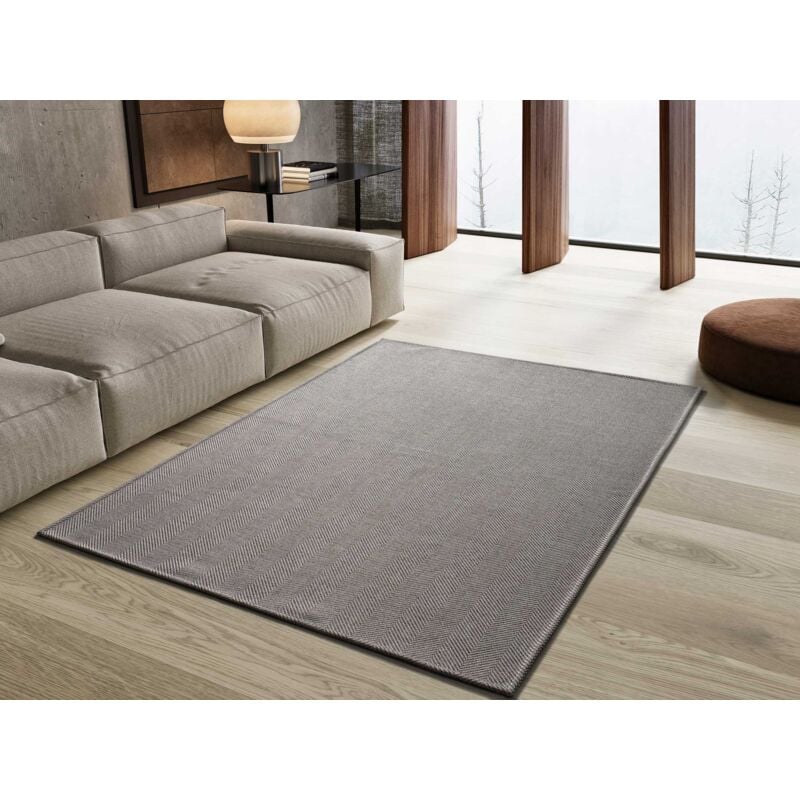 Atticgo - Tapis chevron lavable en machine espiga Argent 60x120 cm