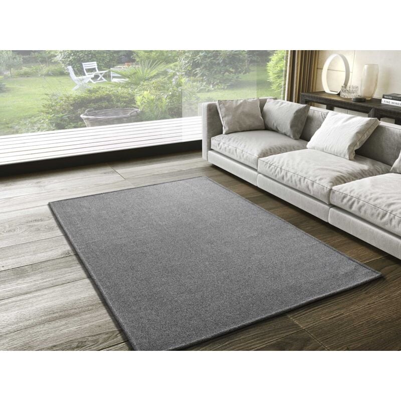 Atticgo - Tapis uni lavable en machine saffi Gris 80x150 cm