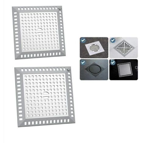 Attrape Cheveux Douche 12,3 x 12,3 cm Filtre Evier Cuisine de Carré en Acier Inoxydable Argenté Grille Evier Anti-Obstruction pour Douche de Salle de Bain, pour Salle de Bain et Cuisine