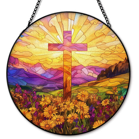 Attrape-lumière religieux vitrail – Suspension 9 cm