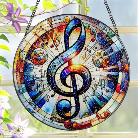 Attrape-lumière vitrail 15 cm – Décoration maison à suspendre pour mur et fenêtre, cadeau Noël