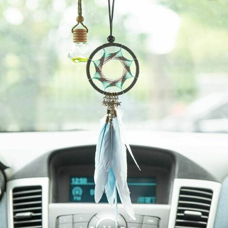 Attrape-rêves de voiture, mini attrape-rêves avec miroir de visualisation, empêche le mal et chasse les rêves, mignon petit attrape-rêves pour la décoration du salon et de la chambre des enfants