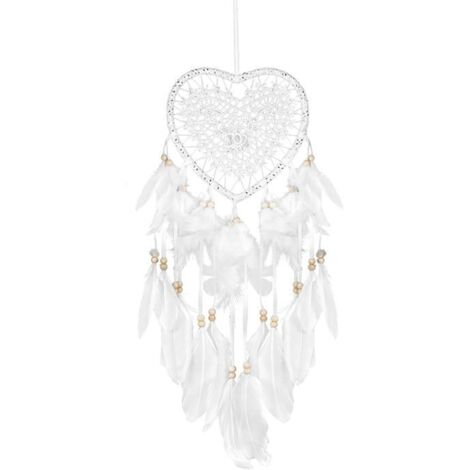 Attrape-rêves en forme de cœur fait à la main en dentelle,attrape-rêves en plumes,décoration murale tissée bohème,carillons éoliens