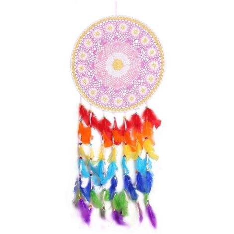 Attrape-rêves en plumes colorées, décoration murale traditionnelle
