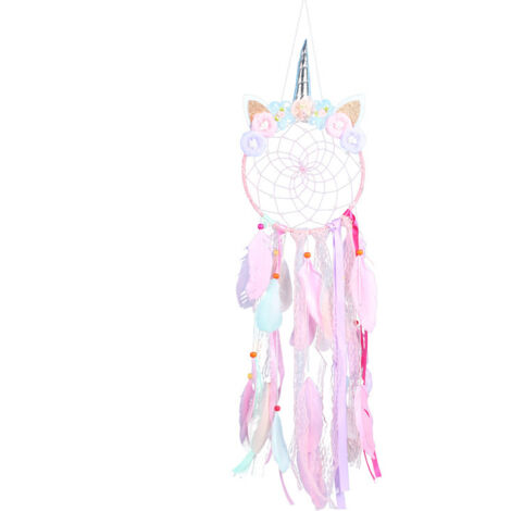 Attrape-rêves licorne pour enfants, attrape-rêves fleur rose fait main