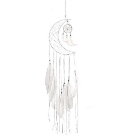 Attrape-rêves Lune Blanche, Filet suspendu fait main, Pendentif attrape-rêves