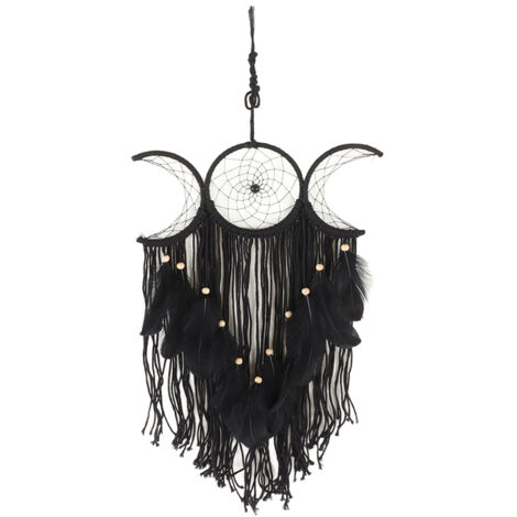 Attrape-rêves tissé à la main, décoration murale minimaliste pour salon, bureau, café, chambre, noir