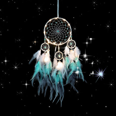 Attrape-rêves vintage bleu, attrape-rêves en plumes, fait main