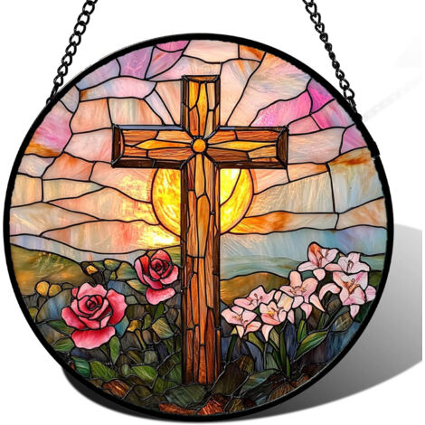 Attrape-soleil 30 cm – Panneau vitrail décoratif peint à la main