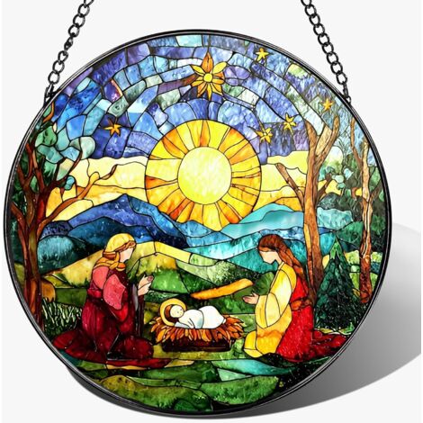 Attrape-soleil 30 cm – Vitrail motif religieux chrétien