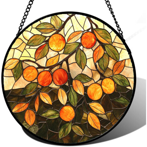 Attrape-soleil à suspendre en vitrail – Décoration fenêtre intérieure, Diamètre : 30cm